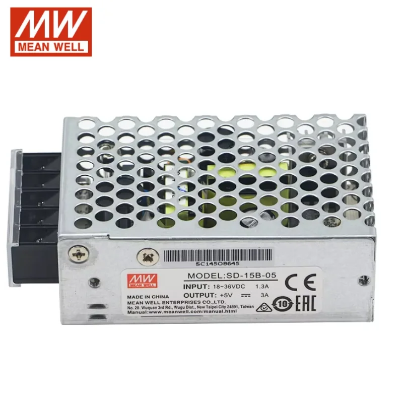 

MEAN WELL SD-15B-05 SD-15C-05 Single-Output DC to DC 5V 3A Power Converter Enclosed Type Industrial Converter Low Ripple Noise