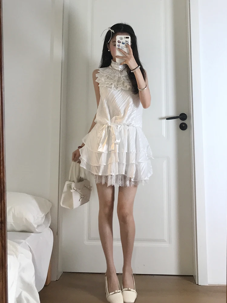 

Летний новый комплект для похудения Pure Desire: короткая юбка-пачка и топ, женский модный комплект в нежном стиле из полиэфирного волокна