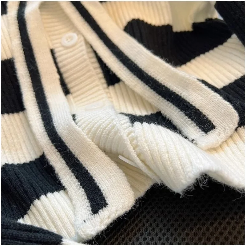 여성 봄 가을 프레피 스타일 스웨터 카디건 2025 신사 숙녀 패션 선원 칼라 니트 코트 긴 소매 니트 여성