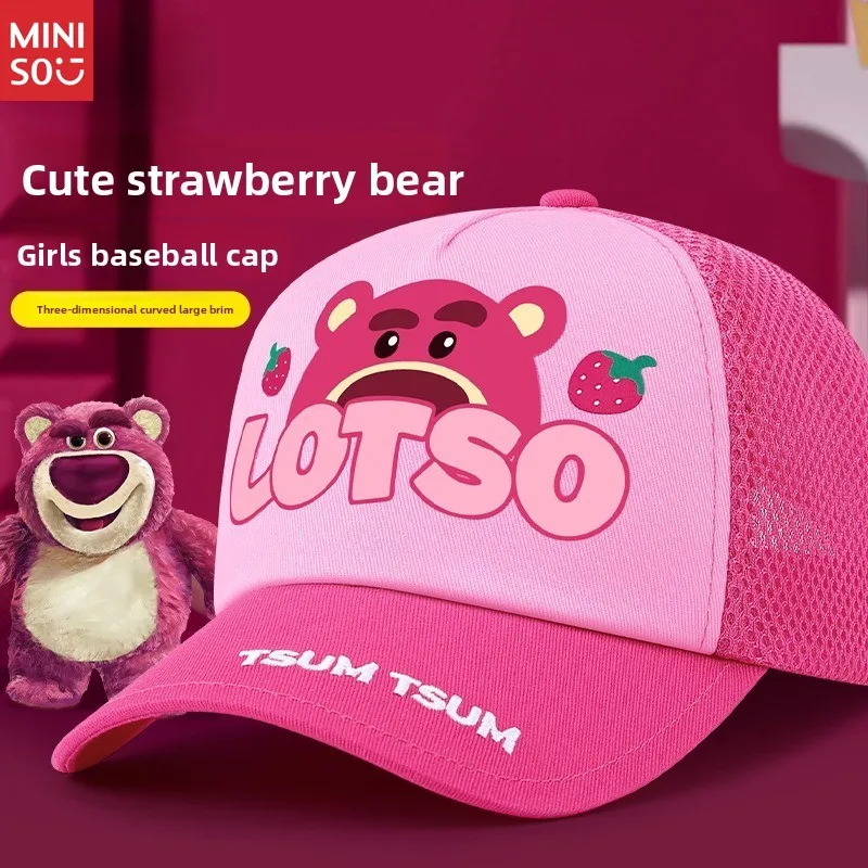 Disney Strawberry Bear Kinderhoed Zonnebrandcrème Girl Shade Baseball Cap Dames Nieuwe meisjesbescherming tegen buiten