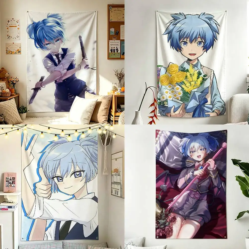 N-Nagisa Shiota A-Assassination C-Classroom Home Decor Vertical Flag Indoor Hanging Decor for Bedroom Background Tapestry Wall