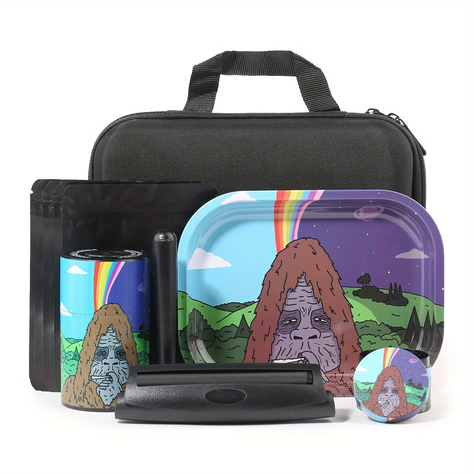 

18-компонентный портативный набор для курения на тему гориллы, шлифовальная машина для тайника, комбинированная машина для прокатного лотка, легко носить с собой