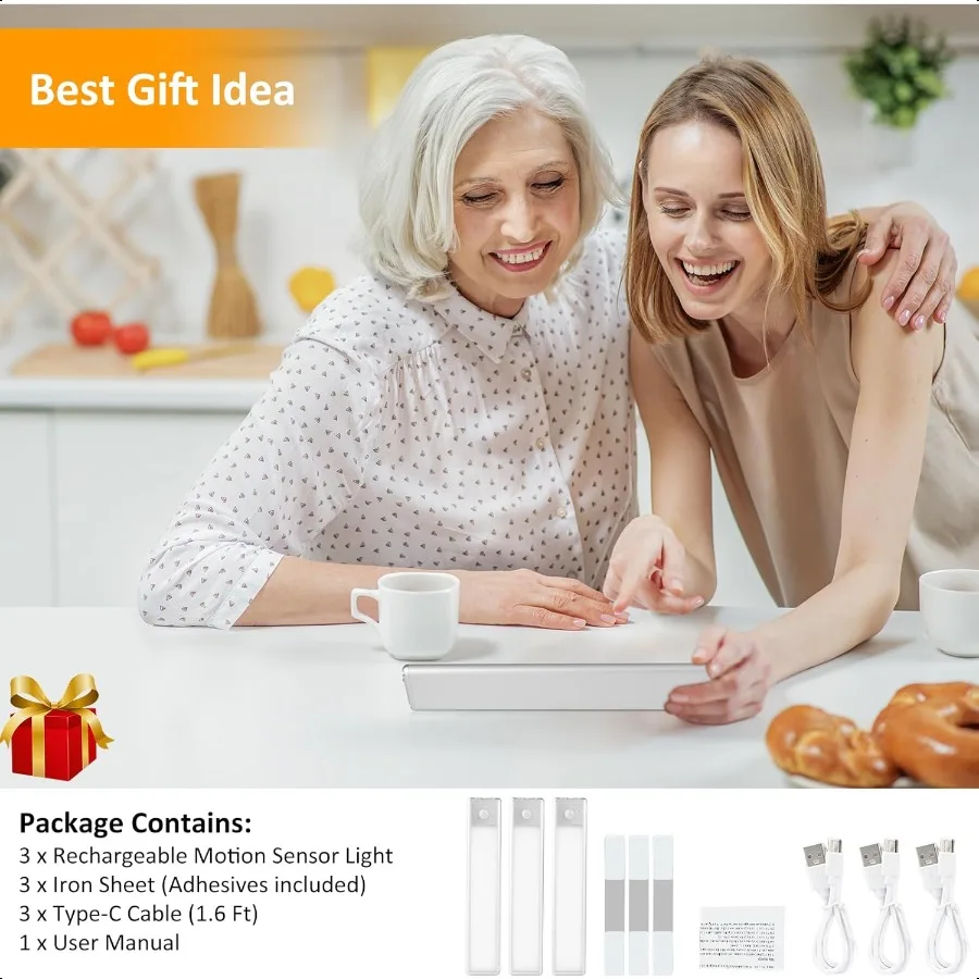 Sob a barra de luz de iluminação do armário 12 polegadas branco quente 3Pack