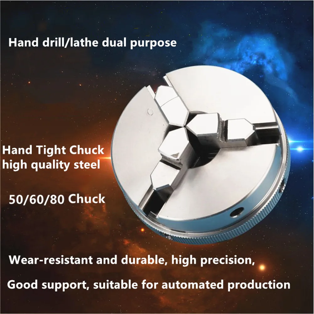 High Quality Steel Woodworking Chuck 3-Jaw 4-Jaw 50 65 80 Shaft Collet Electric Drill Chuck Lathe Spindle Welding Rotary Clamp