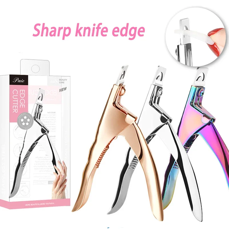 Fake Nail Cutter Type U Word False Tips Professional Nail Clippers Straight Edge Cutters Manicure Pliers Guillotine Nail Capsule