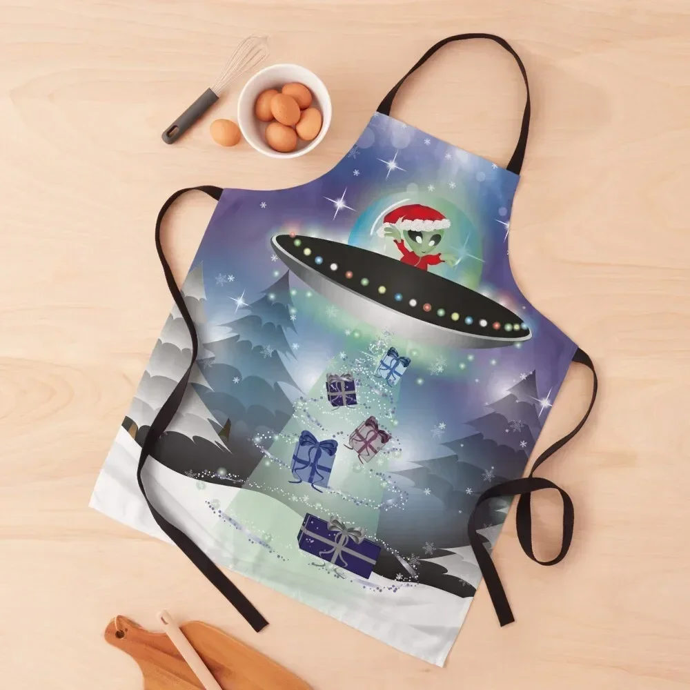 

Extra-Terrestrial Santa Claus Apron Restaurant custom women's kitchen christmas kitchen cloths Apron