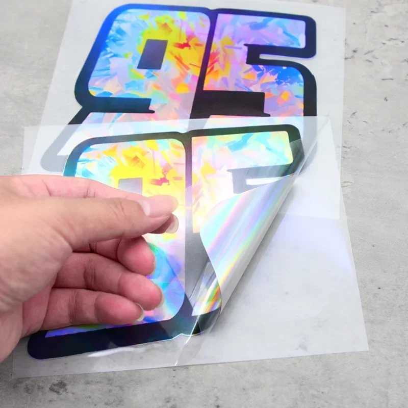 1 Buah Stiker Holografik Nomor 95 untuk Mobil dan Motor, Stiker Bergaya untuk Eksterior Otomotif, Paket Stiker Dekoratif Numerik Kendaraan yang Keren