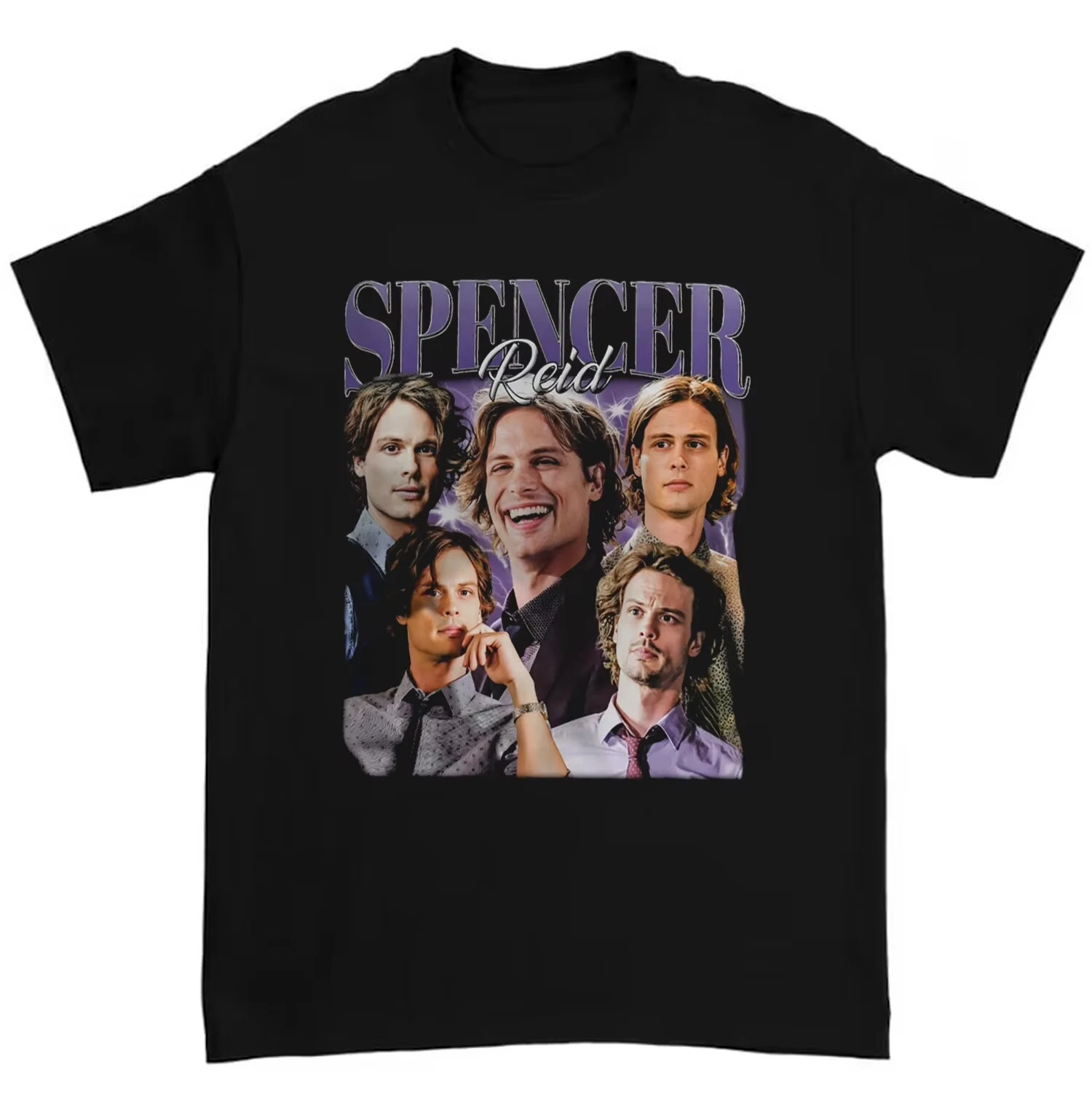 Fashion Limited Edition Spencer Reid Men's and Women's Retro T-Shirt 1990s Men's and Women's Cotton Printed Short Sleeve Top