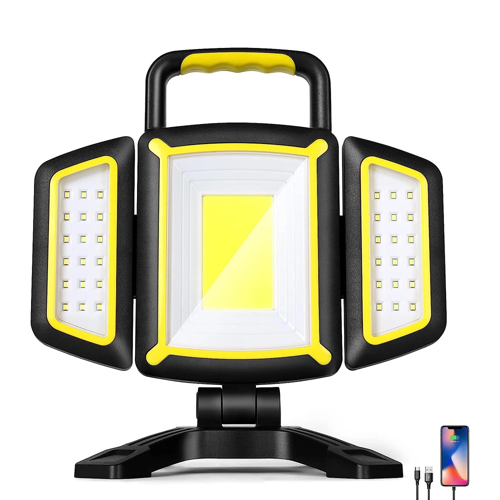 Portable LED Work Light 5 Light Modes Magnetic Base Rechargeable Battery Operated COB Flashlight for Car Repairing Emergency