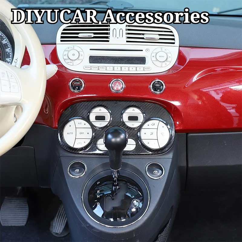 

For Fiat 500 Abarth 595 695 2007-2015 Real Carbon Fiber Air Conditioning Adjustment Switch Panel Cover Trim Interior Accessories
