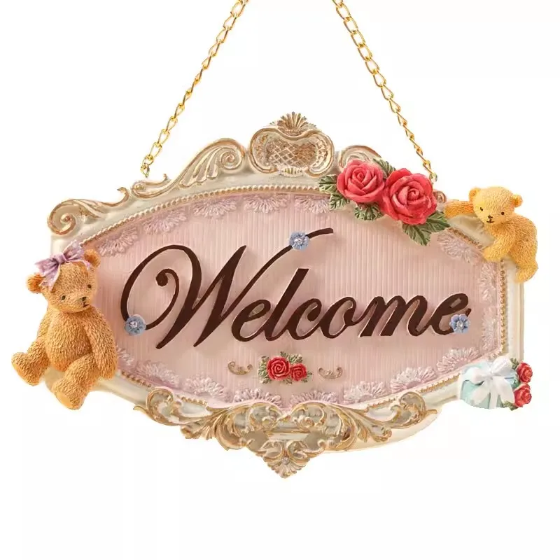 European Style Resin Welcome Sign, Wall Decoration Door Sign, Creative Welcome Hang Sign