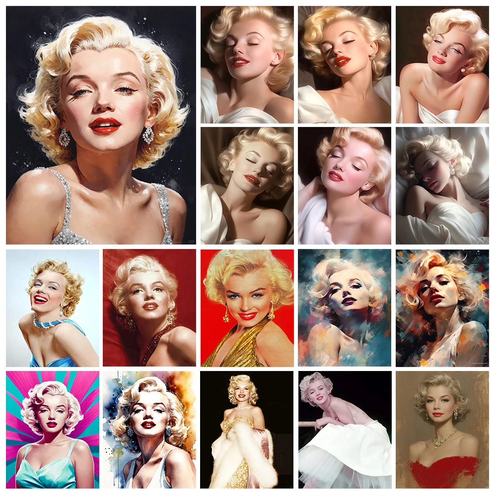 Handmade DIY Marilyn Monroe Diamond Painting Kit Water Diamond Cross Embroidery Diamond Mosaic Home Decoration