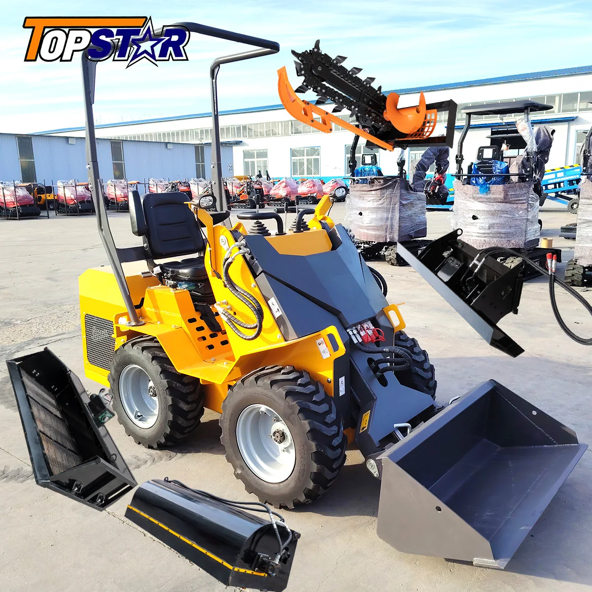 

Индивидуальный мини-погрузчик с бортовым поворотом, дешевый CE EURO5 Epa Engine Skidsteer, дизельное колесо, гусеничный мини-погрузчик с бортовым поворотом