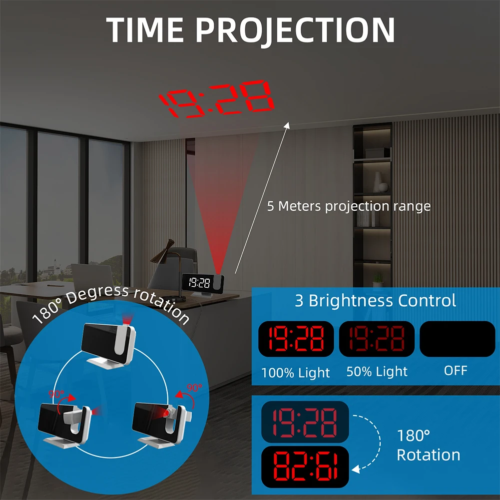 ساعة غفوة بإضاءة خلفية LED مع عرض درجة حرارة الوقت وساعة سقف ذكية مضيئة لمدرسة المكتب