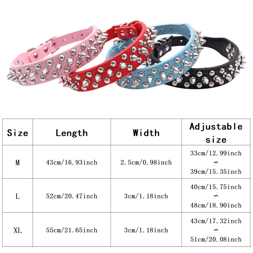 Adjustable Studded Dog Collar For Medium And Large Dogs Punk Style_voghion.com
