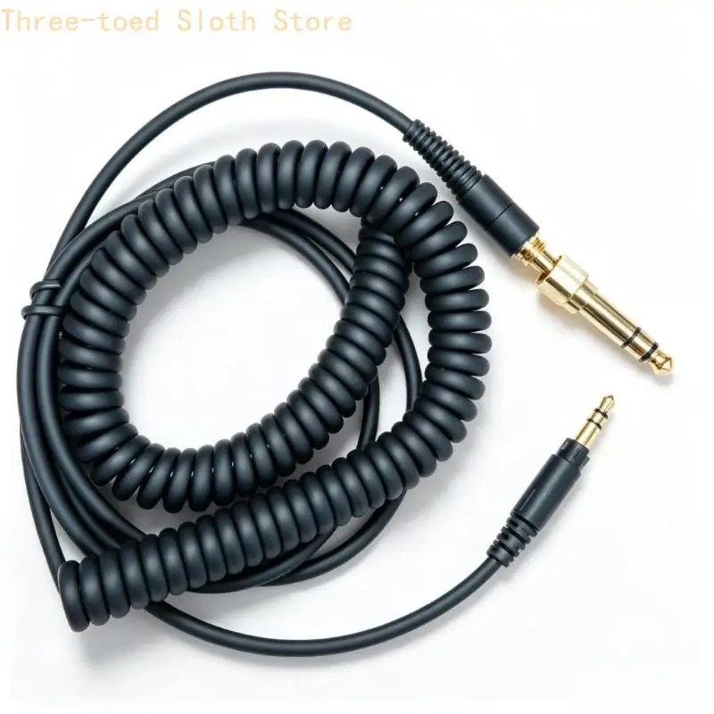 Kopfhörerkabel mit 6,35-mm-Adapter für EAHDJ1200/PRDH1200, Spiralverschluss-Ersatzkabel für Studioüberwachung, Schwarz E74A – Detail 2
