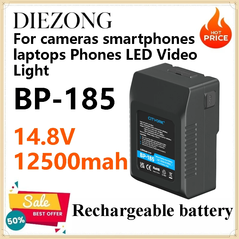 V Mount Battery V-Lock Lithium Battery USB Type-C Pocket BP185 Batteries for Cameras Smartphones Laptops Phones LED Video Light