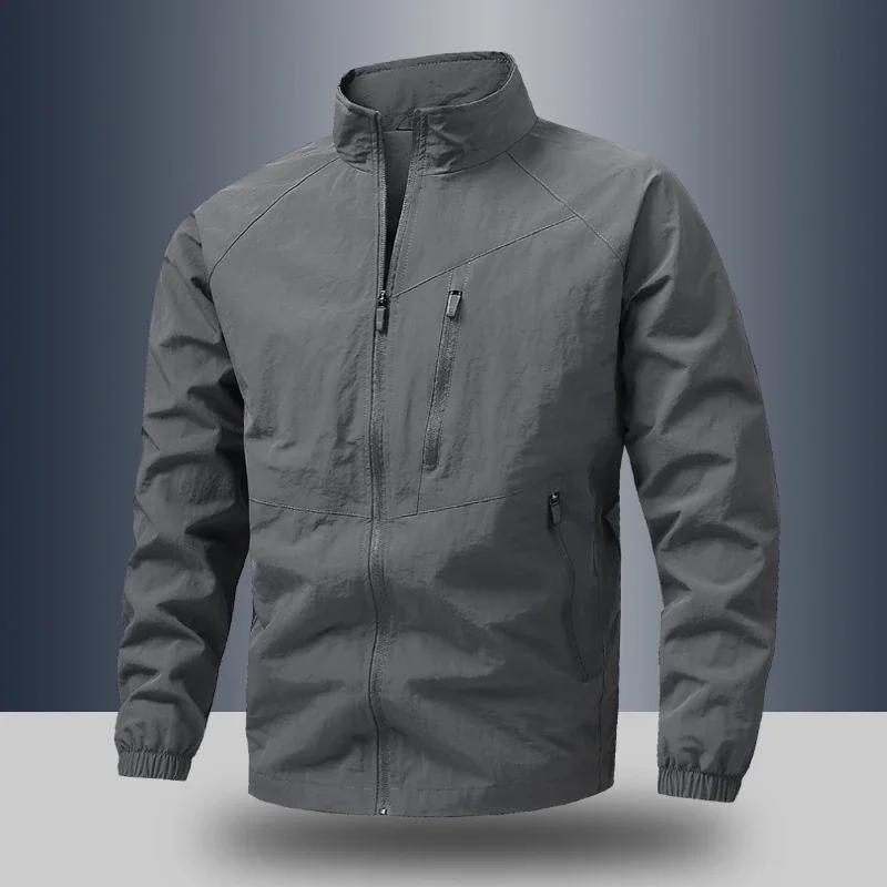 

Мужская повседневная куртка свободного кроя, спортивная водонепроницаемая куртка для охоты, походов, рыбалки, с воротником-стойкой, ветровка