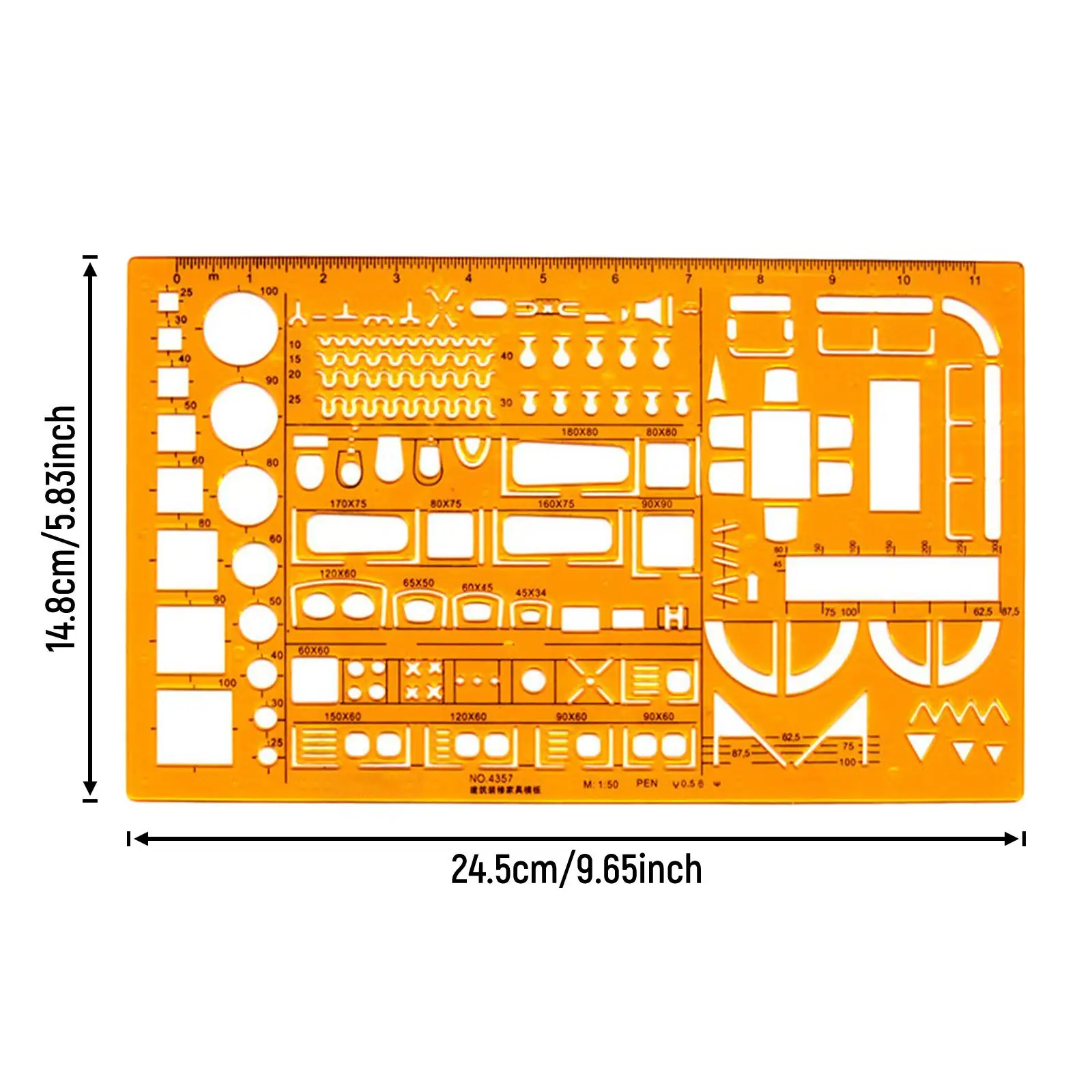 1:50 Scale Templates Ruler Architecture Measuring Drainage Stencil for Furniture Drawing Building Interior Design House Plan