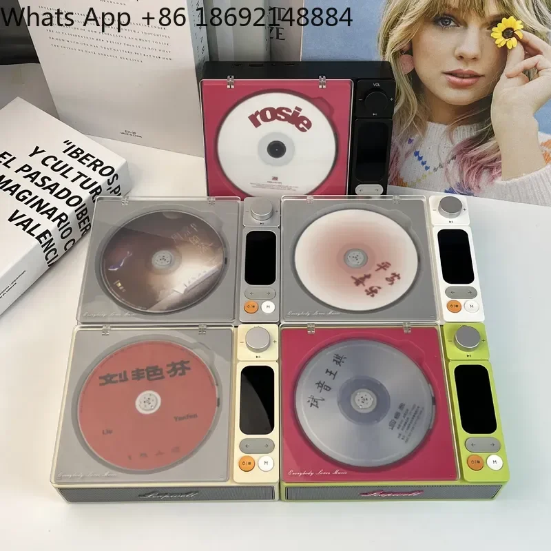 Retro CD Player Portable Bluetooth Sound Speaker for Music Playback with Album Display and Nostalgic Design for Gift