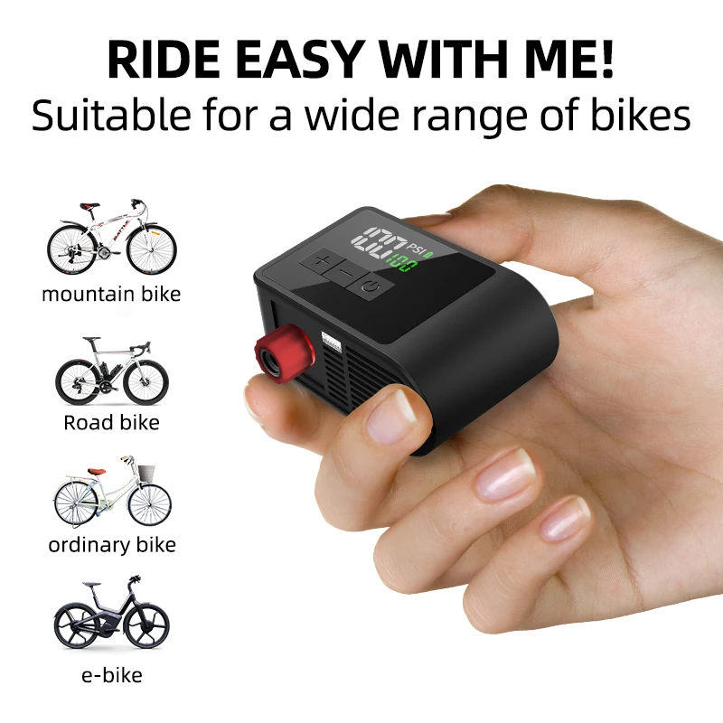 NEWO Portable Mini Electric Bike Pump 120 PSI ABS Digital Gauge Tire Inflator With Tire Pressure Monitor For Bicycle Tires
