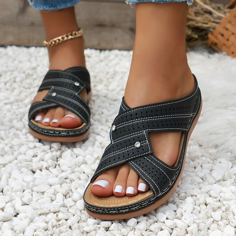 Plus Size 35-43 Platform Sandalen Zomer Mode Vrouwen Wiggen Slip On Sandalias De Mujer Schoenen Voor Vrouwen Antislip Slippers