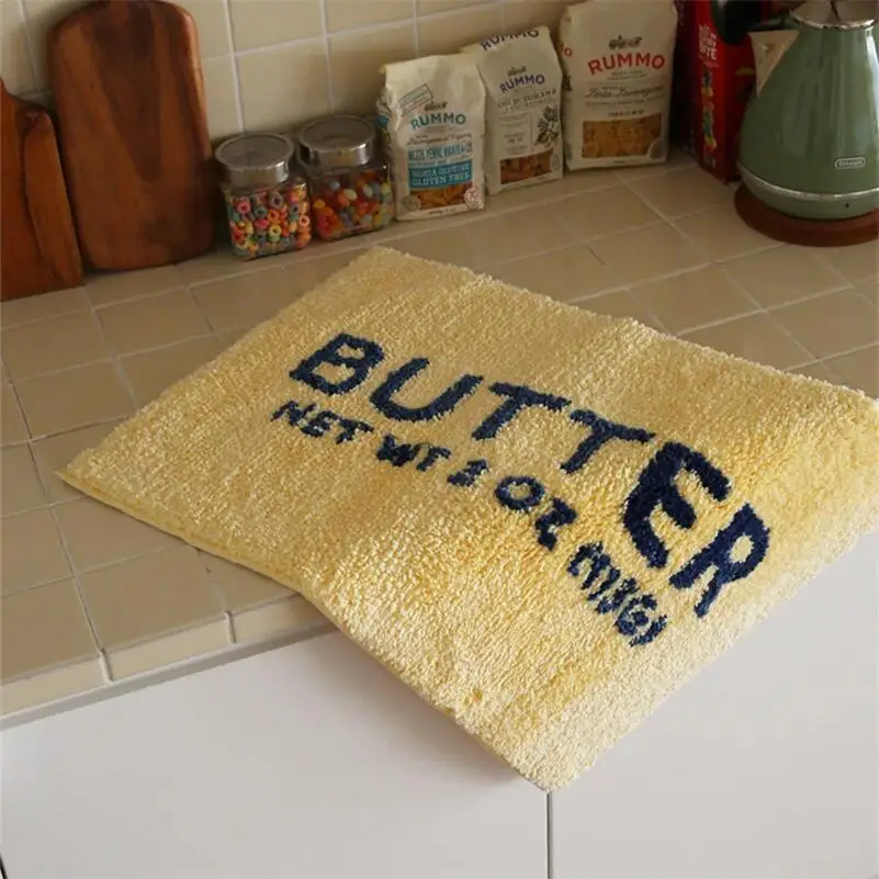 Letter Toast Butter Tufted Carpet  FMat Soft Plush Thick Tufting Living Room Coffee Table Anti-slip Floor Mats Bedside Feet Mat