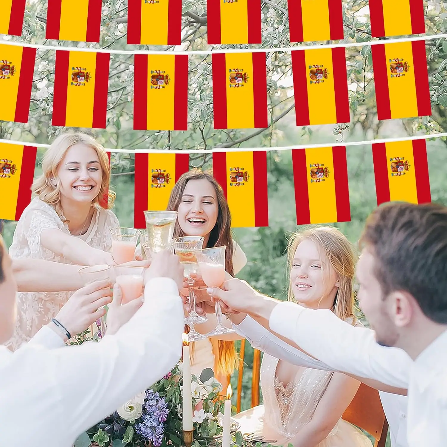 24pcs/lot Spain bunting flags 14x21cm 20x30cm polyester Pennant Spain String flags Banner Buntings Festival Party Holiday decora