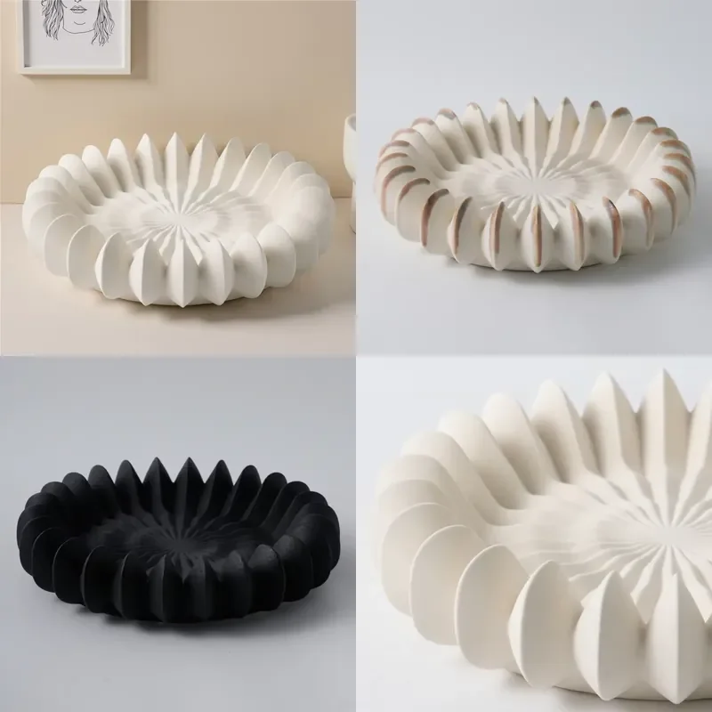 Ceramic Fruit Plate for Household Living Room Coffee Table Desktop Creative Light Luxury High End Snack Plate Storage