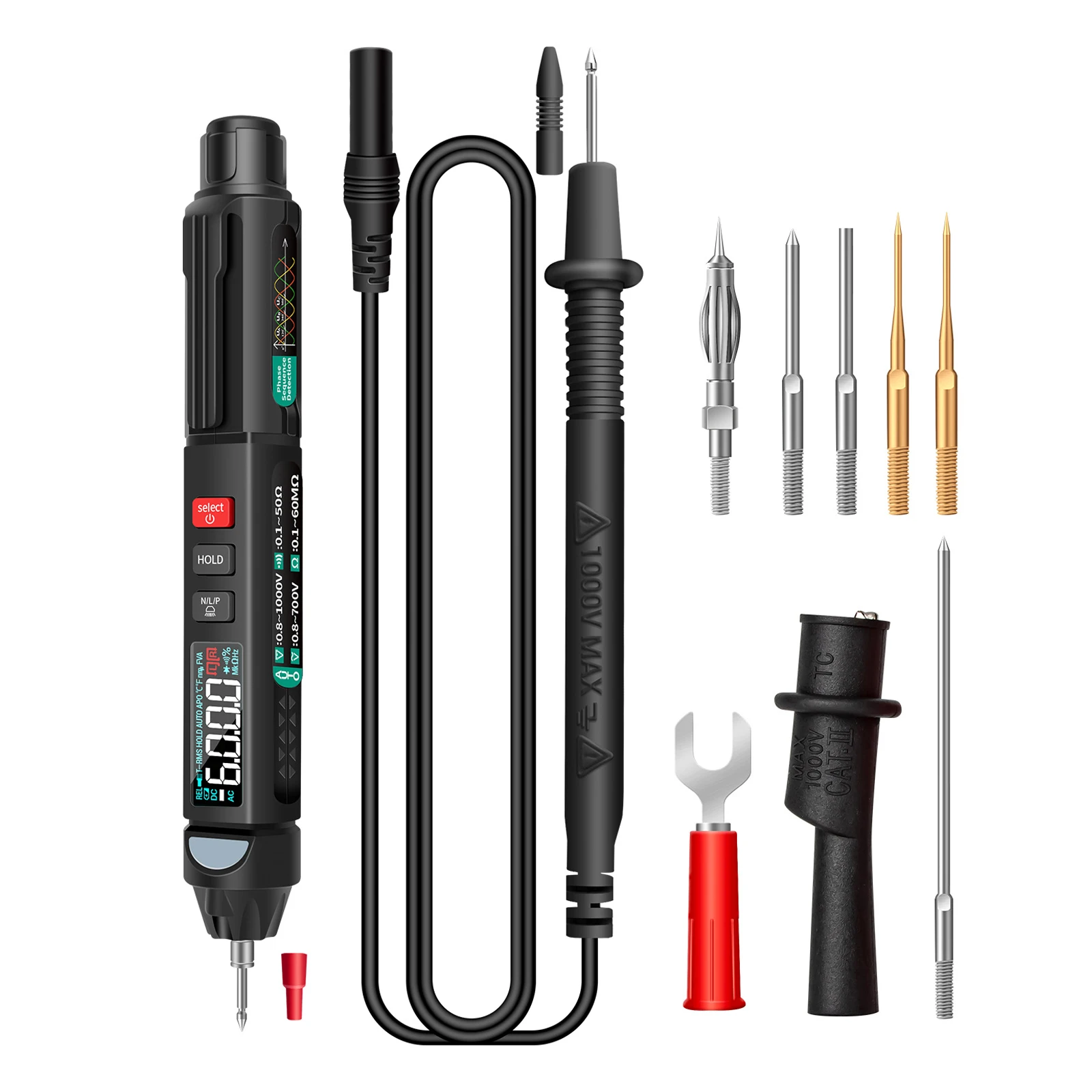 

Цифровой мультиметр-ручка ANENG A3008, 6000 измерений, с ЖК-дисплеем, подсветкой, фонариком, NCV, автоотключением