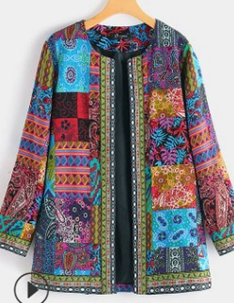 Embroidery of Flowers Outerwear Spring Autumn Jackets of National Wind Vintage Tribal Style Personality Casual Fashion Tide Coat