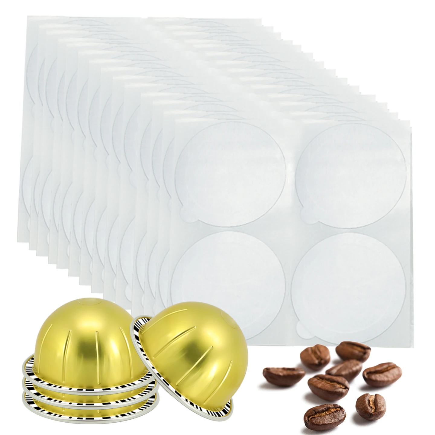 Tapas de Aluminio para Cápsulas de Café de 62 mm, 200 Unidades, Tapas Selladoras Desechables para Cápsulas Reutilizables, para Café Molido Casero