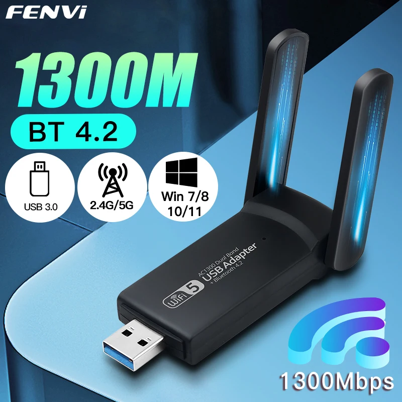 

USB Wi-Fi адаптер 1300 Мбит/с, Bluetooth 4,2, 2,4/5 ГГц