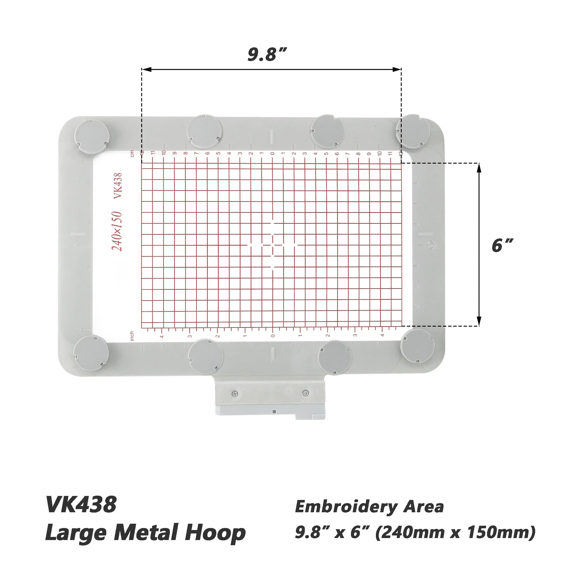 

VK438 Magnetic Mighty Hoop Master 9.8x6 inch 240x150mm for Husqvarna Viking Designer Epic DIAMOND deLuxe RUBY TOPAZ 50 Machines