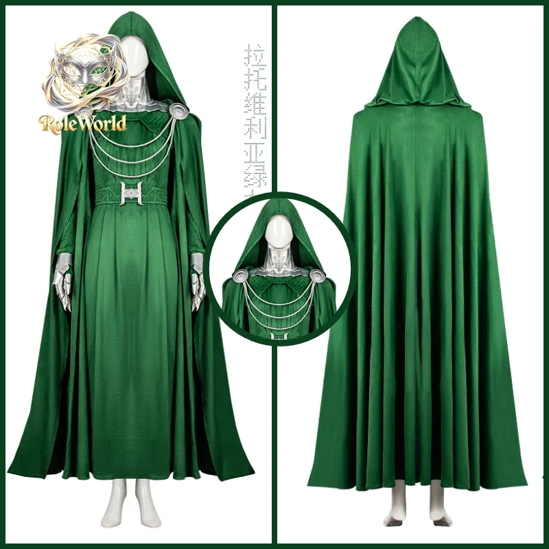 Latverian Witch Green Robe Cloak Cosplay Costume Latverian Witch Costume Women Full Set For Halloween Comic Con