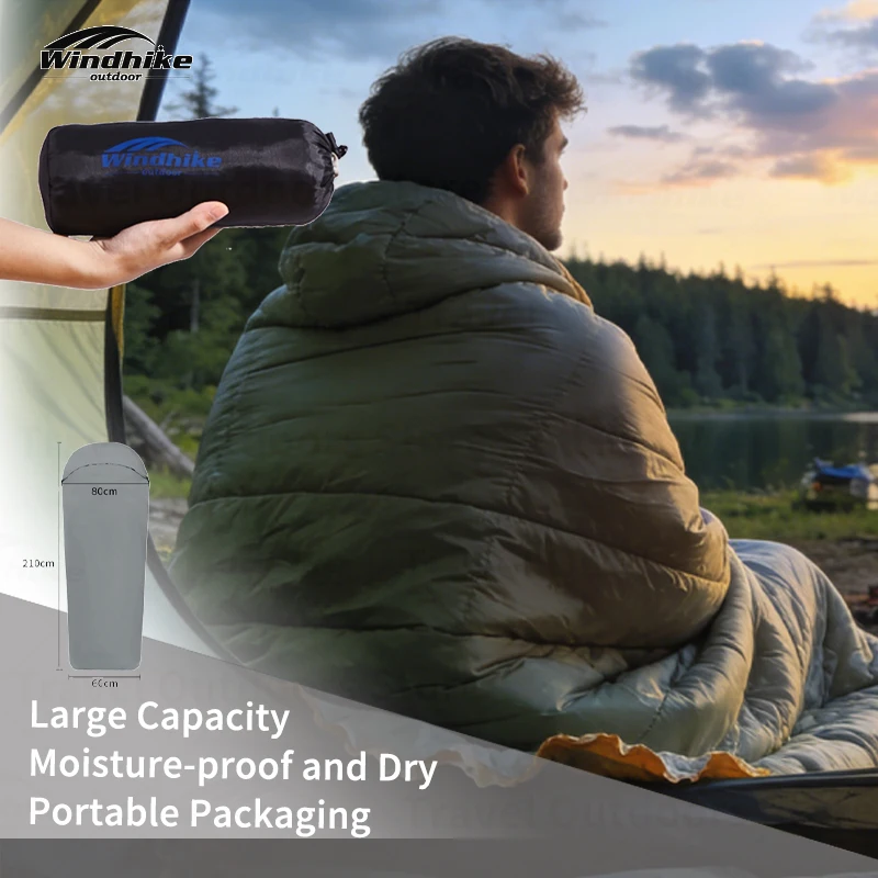 

Портативный спальный мешок Windhike из ворсованной ткани с эффектом стирки для активного отдыха, походов, здорового сна, вкладыш для палатки, товары для кемпинга