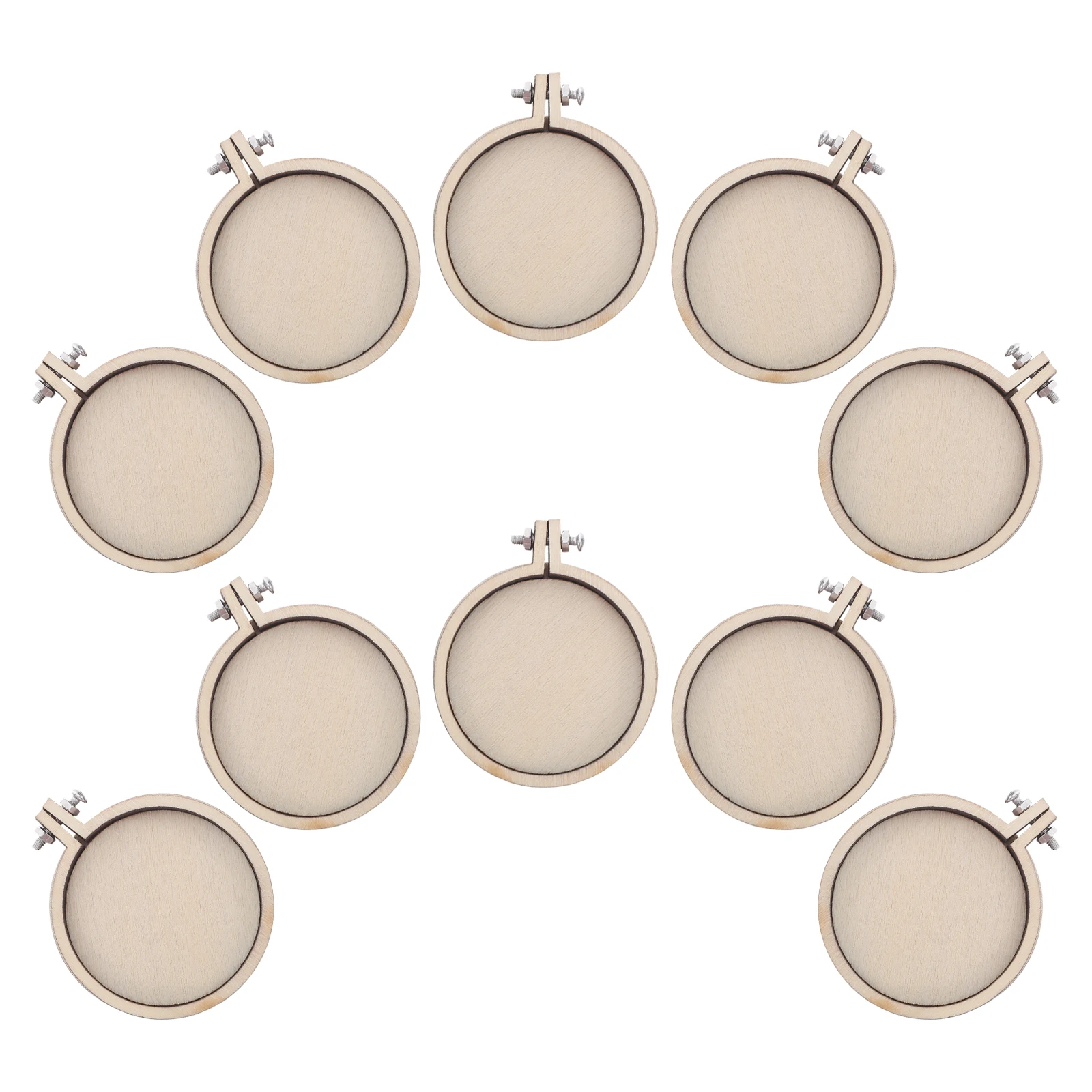 

10Pcs Mini Embroidery Hoops Small Wooden Circle Frame for Embroidered Pendant DIY Cross Stitch Jewelry Making Handicrafts