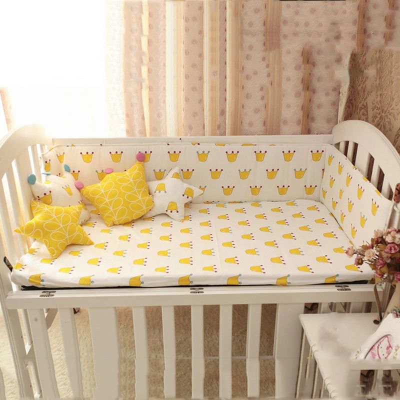 

4 Pcs/lot Fully Wrapped Crib Surround Pure Cotton Children's Bedding Anti-collision Crib Surround Removable Washable Bed Fence