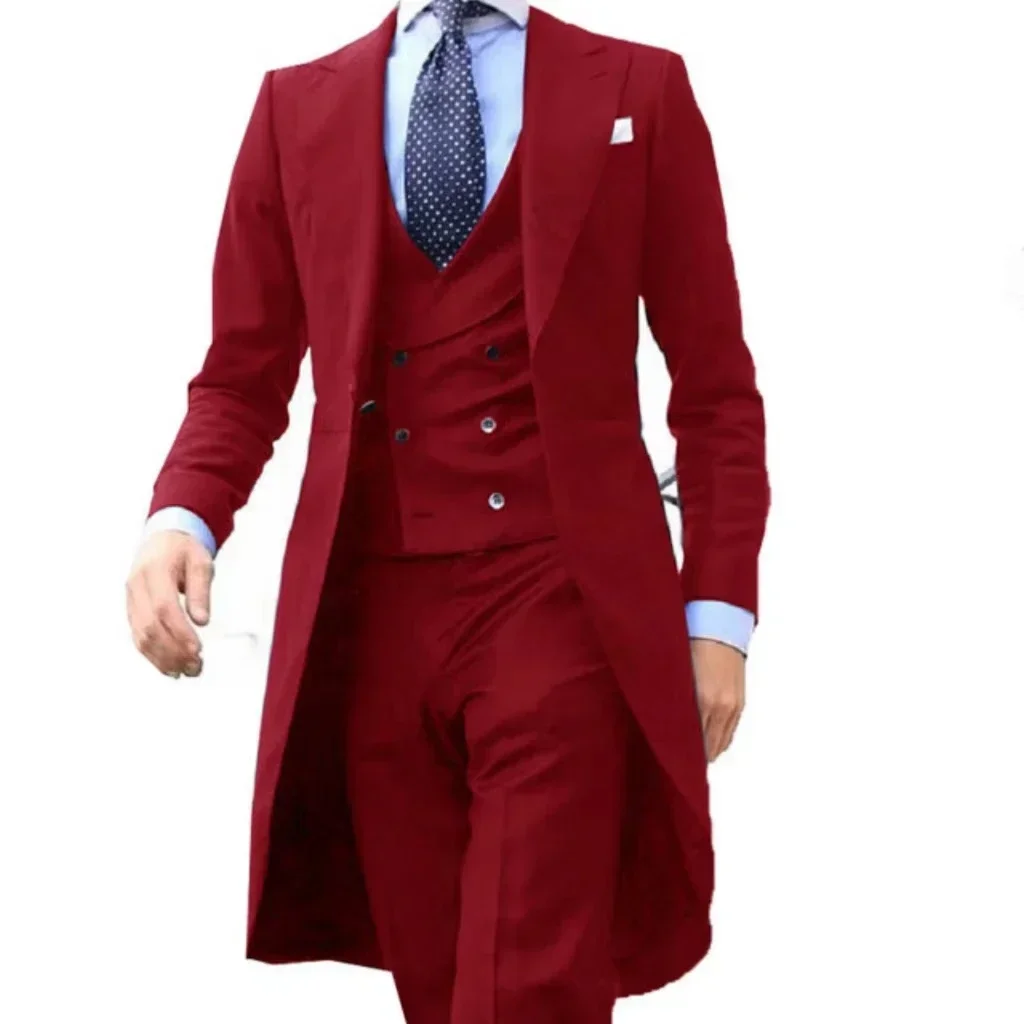 Men's long tail jacket, jacket and pants, groomsman wedding evening gown