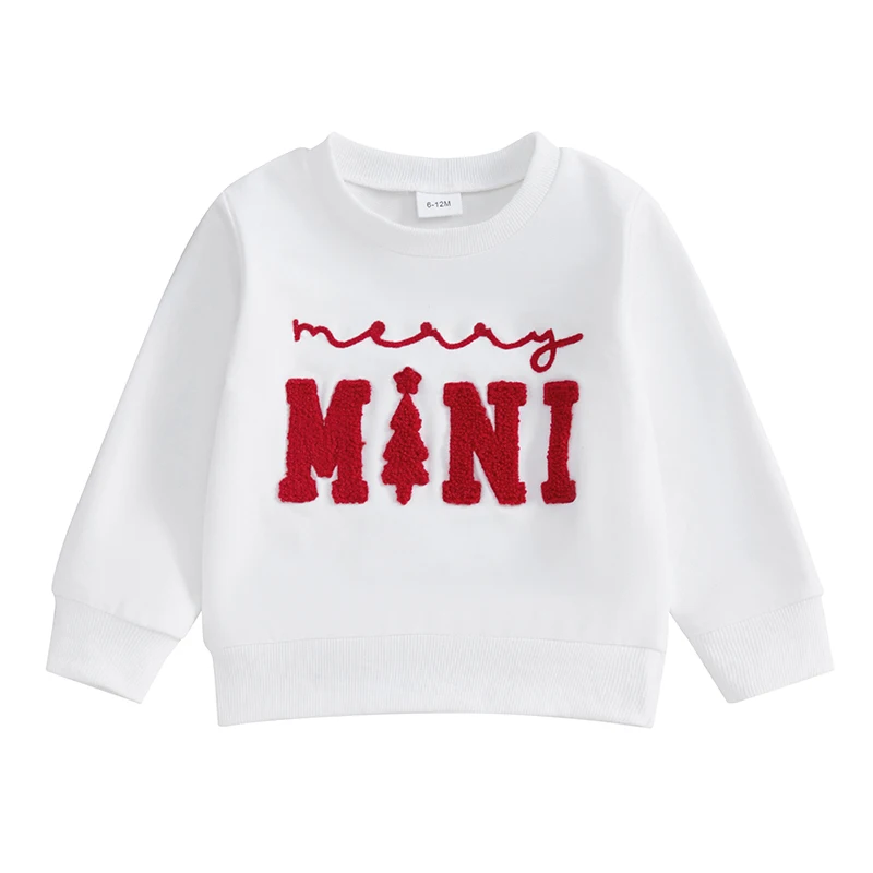 

Kids Sweatshirt Long Sleeve Crew Neck Embroidery Letters Tree Hoodie Pullover Christmas Costume for Boys Girls