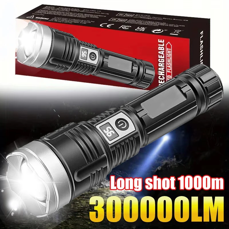 Linternas Led de alta potencia, focos tácticos de emergencia, Zoom telescópico, batería integrada, linterna de Camping recargable por USB