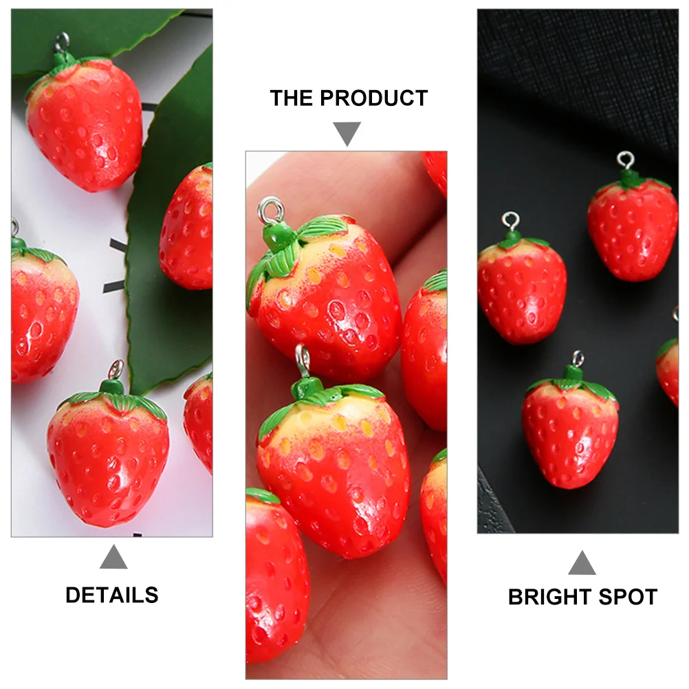 

10pcs Strawberry Earring Making Supplies Premium Diy Jewelry Craft Kit For Women Girls Handmade Resin Pendant Decor Gift