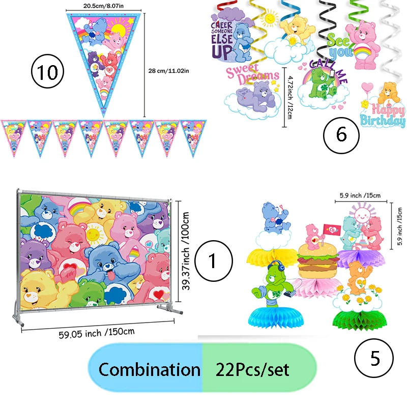Cartoon Care Bears Themen-Geschirrset: Kreative Pappteller, Becher und Papierboxen für Geburtstagsfeiern und Familientreffen – Detail 29