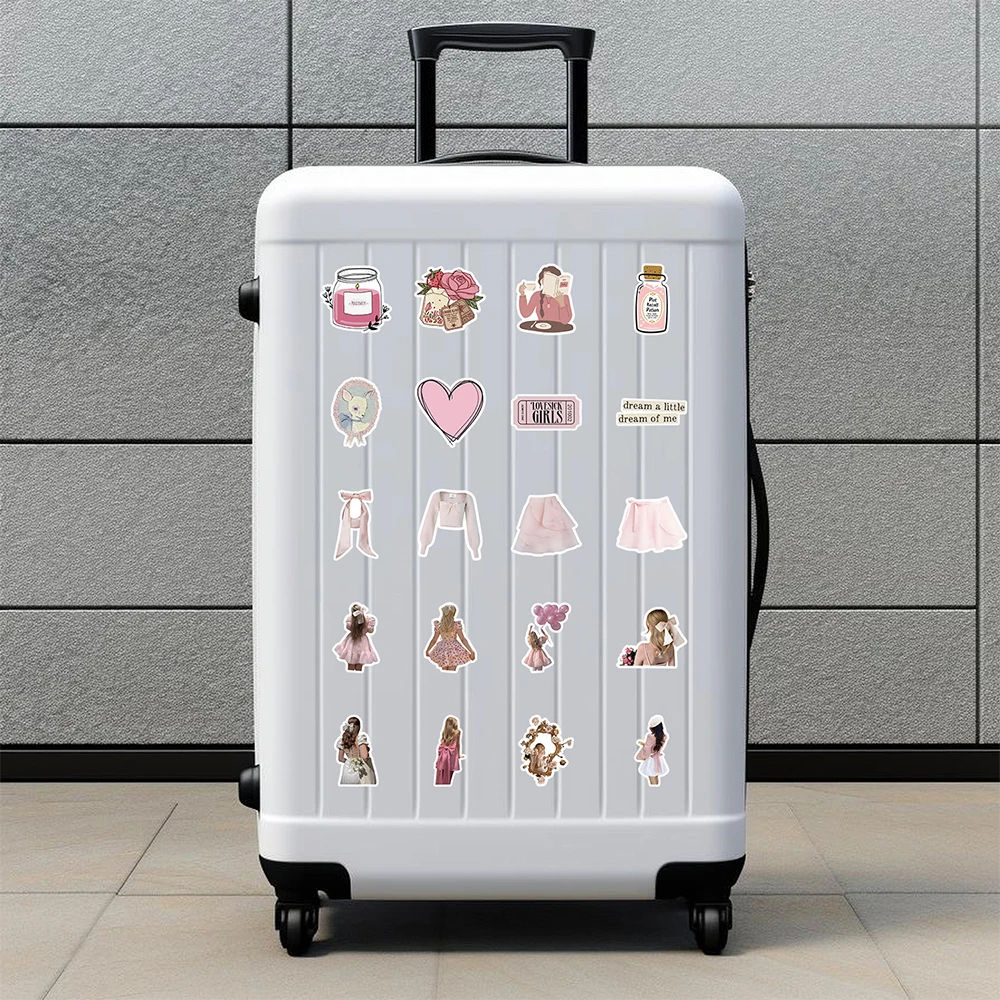 10/30/50pcs Cute Pink Coquette Aesthetic Stickers Kawaii INS Style Girl Sticker Decoration Luggage Phone Laptop Graffiti Decals