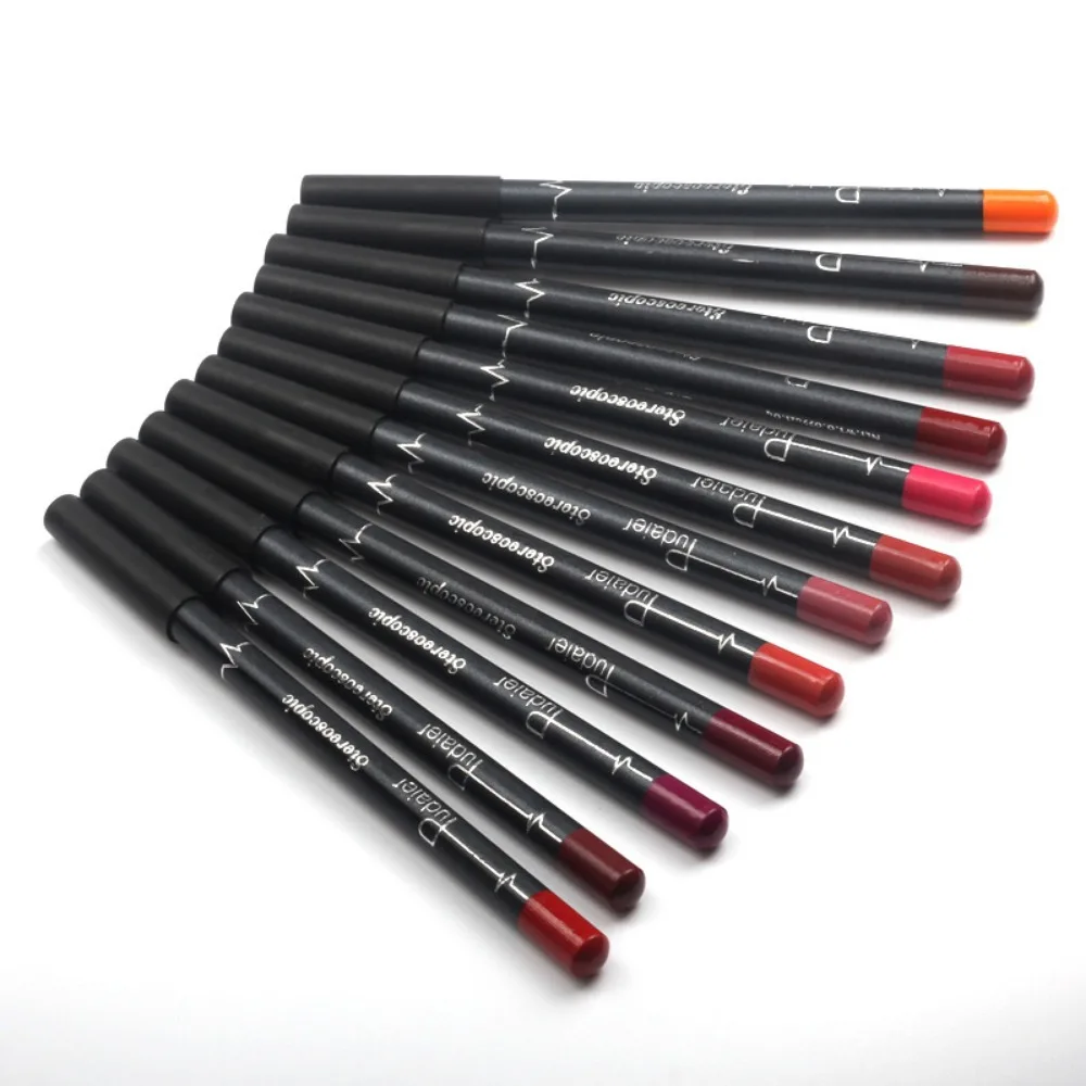 Ultra Fine แต่งหน้าเครื่องสําอางค์กันน้ํา 12 สี Lip Liner ดินสอ Matte Lip Liner ลิปสติกอายไลเนอร์ปากกา