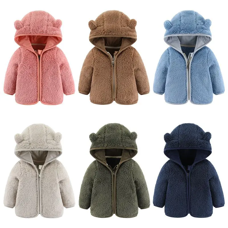 Frühling und Herbst Kinder Fleece Mantel Baby Bär Ohren Langarm Warme Jacke 0-3 Jahre Alte Kind Kleidung – Detail 2