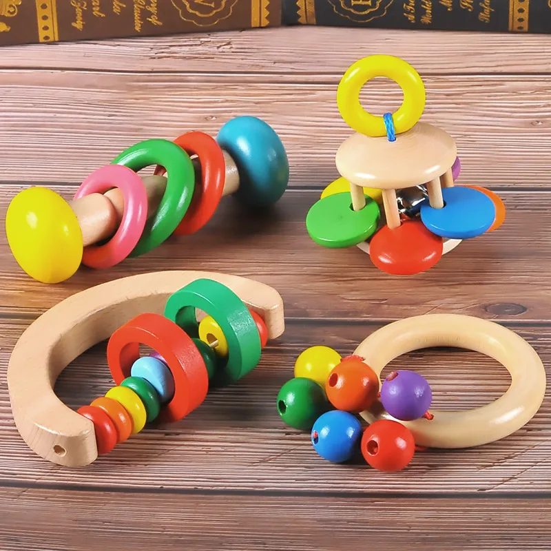 

Baby Rattle Toys Wooden Rattle Sand Musical Toys Montessori Early Learning Educational Toys for Toddler 0 12 Months