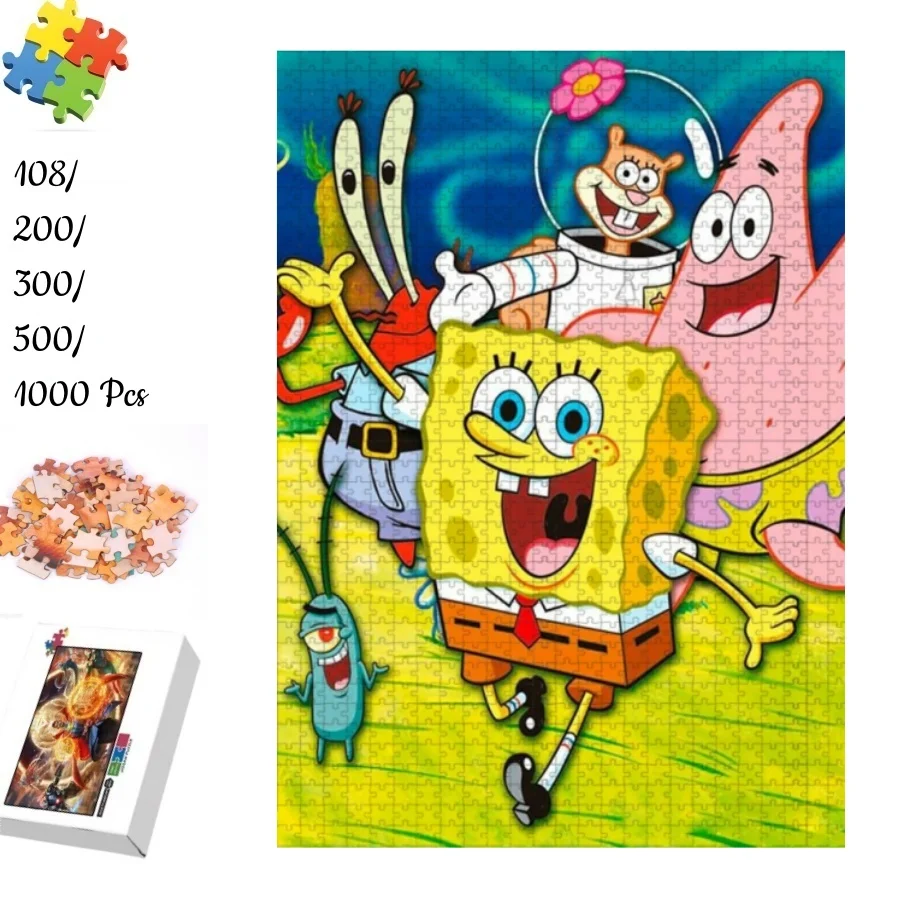 Spongebob Squarepants Patrick Star Legpuzzels Karton/houten puzzels van 108/200/300/500/1000 stukjes voor volwassenen Familiespellen
