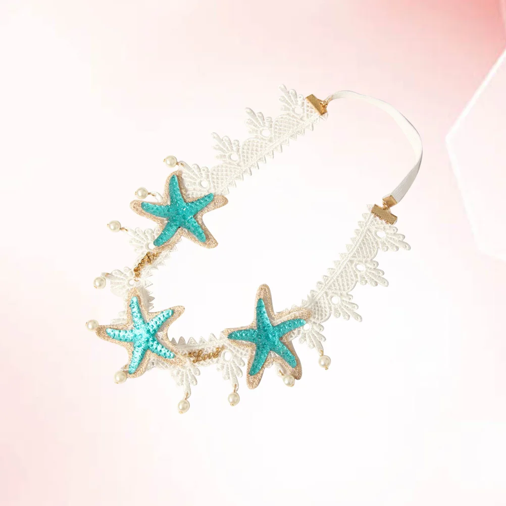 

Pearl Headband Hair Band with White Lace Gold Alloy Fit Artificial Pearl Resin Drill Floral Design for Women Party Festival