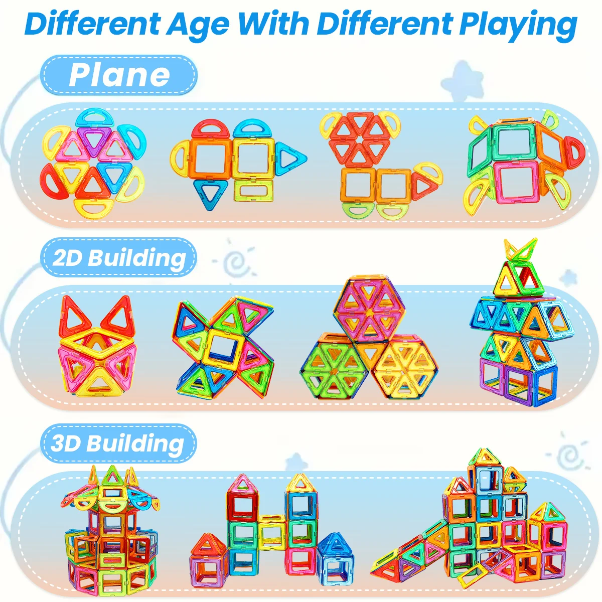 Ensemble de blocs de Construction magnétiques moyens, jouet de Construction éducatif STEM, matériau Durable, couleurs vives, cadeau d'apprentissage idéal